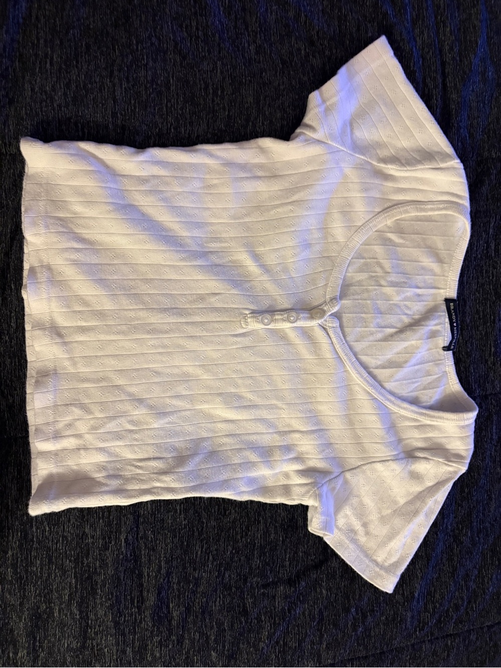 Brandy Melville White Short-Sleeve Ribbed Knit Top for women